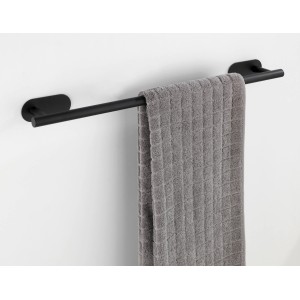 Wenko Badetuchstange Uno Orea, Edelstahl, schwarz matt, mit Handtuch.