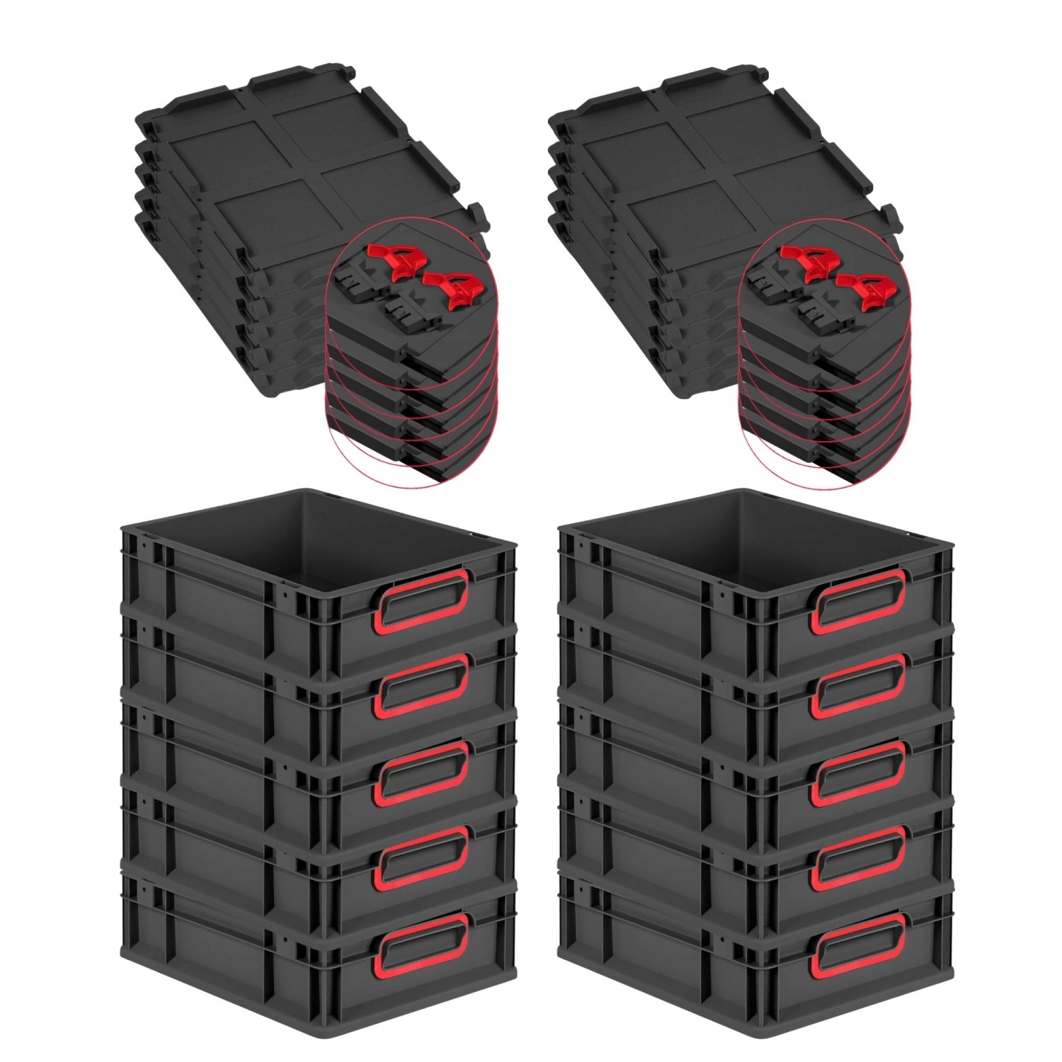 PROREGAL SuperSparSet 10x Eurobox Nextgen Color Mit Scharnierdeckel HxBxT 1 günstig online kaufen