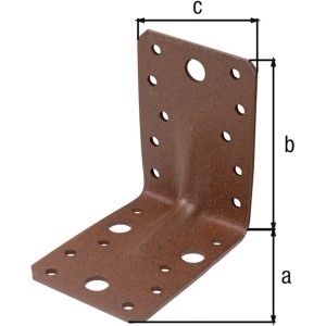 Duravis Schwerlast Winkelverbinder 90x90x65mm, rostbraun, mit Löchern zur einfachen Montage.