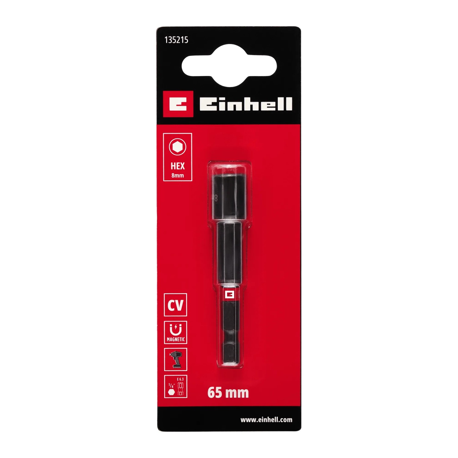 Einhell Impact Sechskant-Steckschlüssel, 8 mm, mit 1/4 Zoll Schaft für Akkuschrauber und Bohrmaschinen.