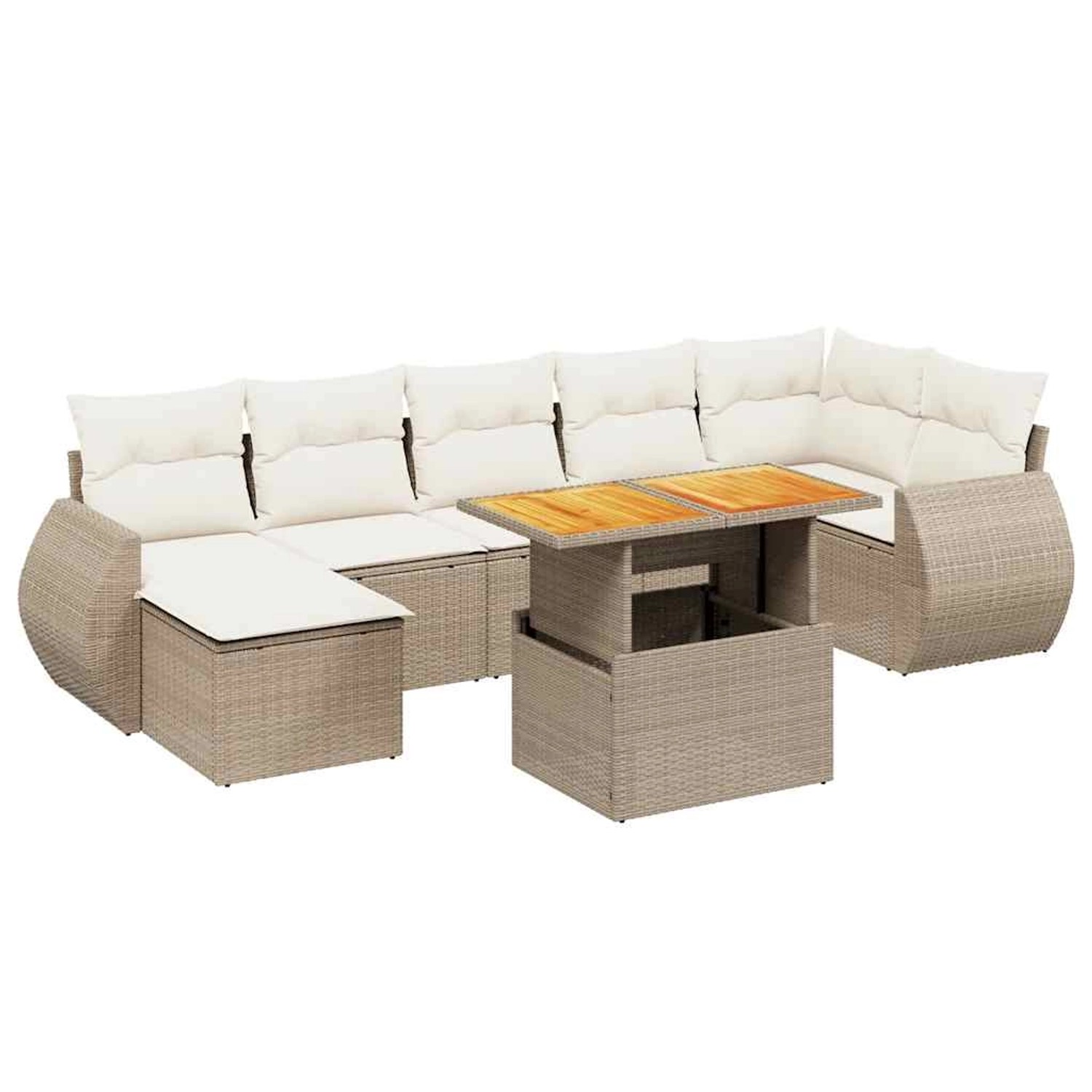 vidaXL 8-Tlg Garten-Sofagarnitur mit Kissen Beige Poly Rattan 3272304 günstig online kaufen