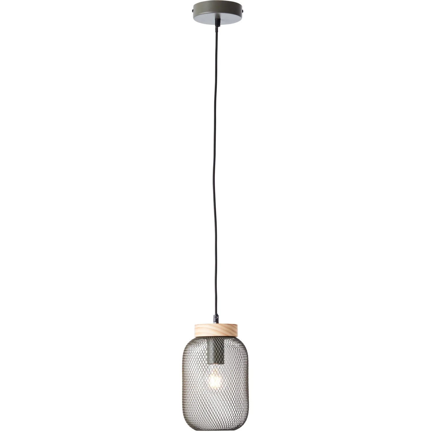 Olivgrüne Brilliant Pendelleuchte Giada, Ø 16 cm, mit modernem Gitterdesign.