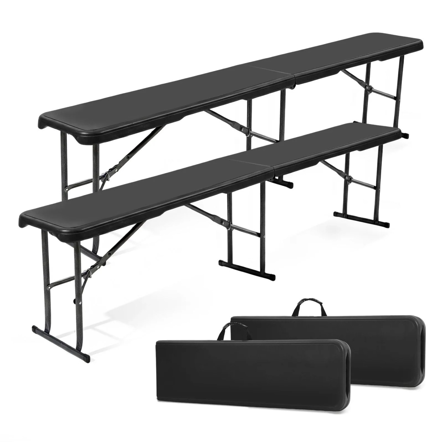 Sekey Klappbank Bierbank 180cm Gartenbank bis 300kg Schwarz 2er Set
