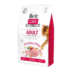 Brit Care Katzen-Trockenfutter Adult Activity Support Huhn & Truthahn 2kg für aktive Katzen.