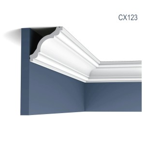 Weiße ORAC DECOR CX123 Eckleiste als Zierelement für Wand und Decke.