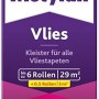 Packung Metylan Vlies-Tapetenkleister, geeignet für bis zu 6 Rollen Vliestapete.