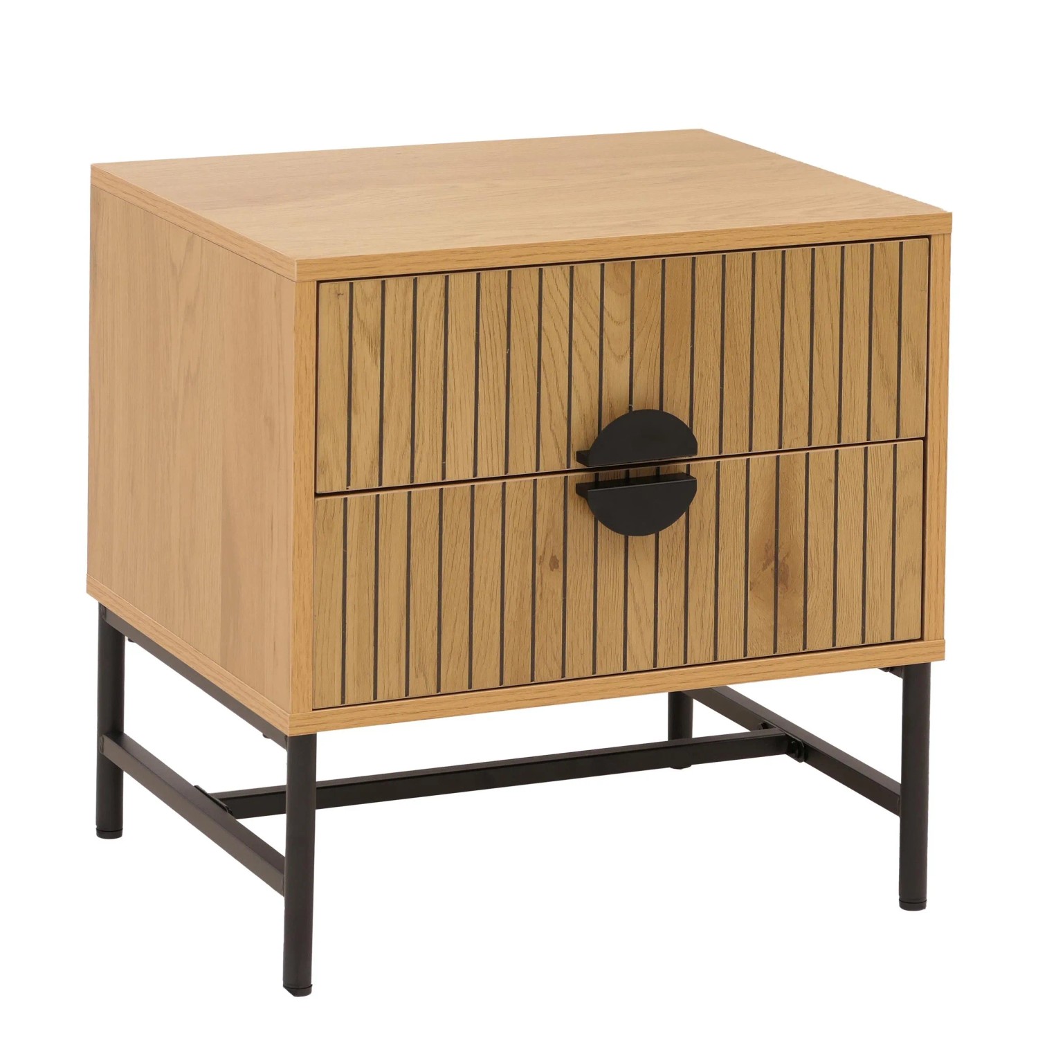 Mcw Nachttisch O39 Schublade Melamin Mdf Metall 50x48x39cm Natur
