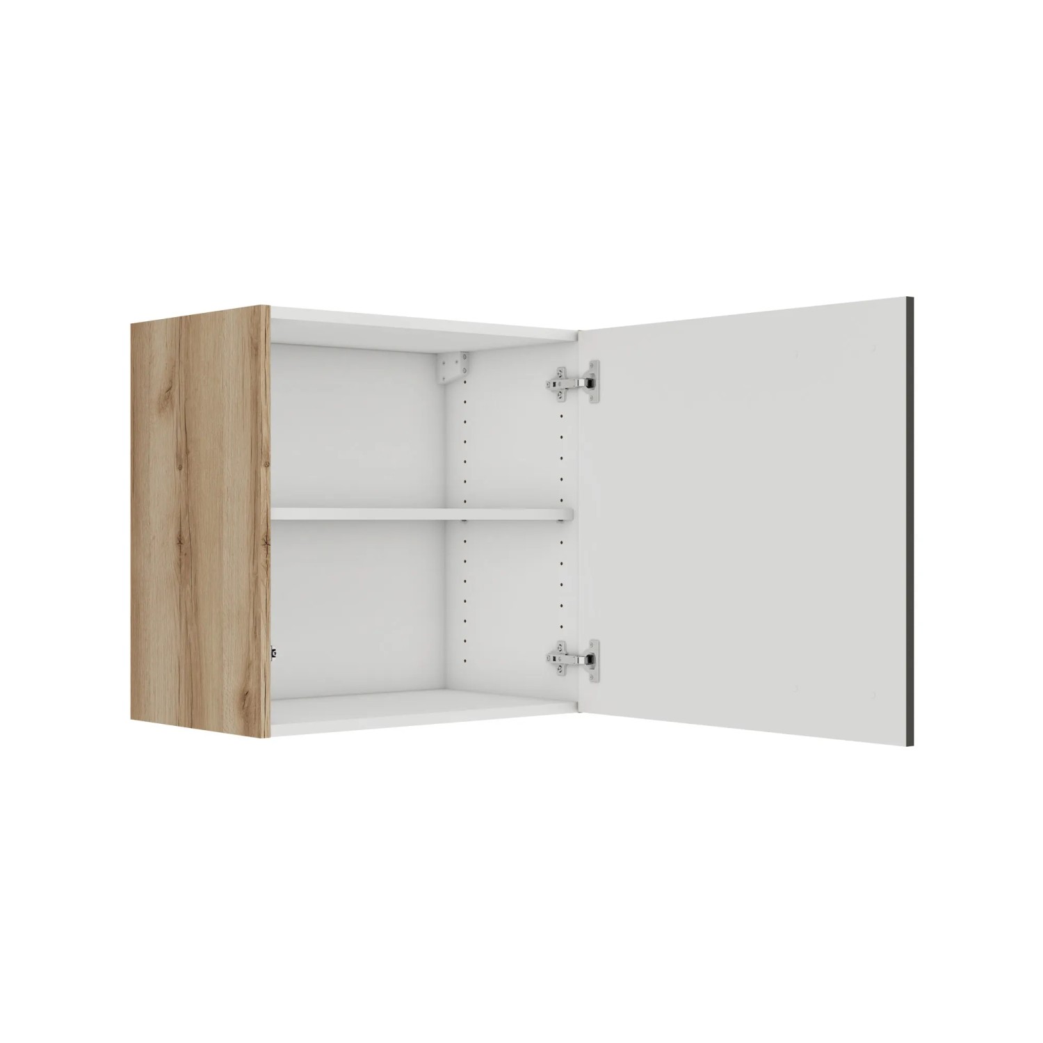 Optifit Oberschrank Noah420, 60 cm breit, Anthrazit/Wildeiche Dekor, mit offener Tür und Einlegeboden.