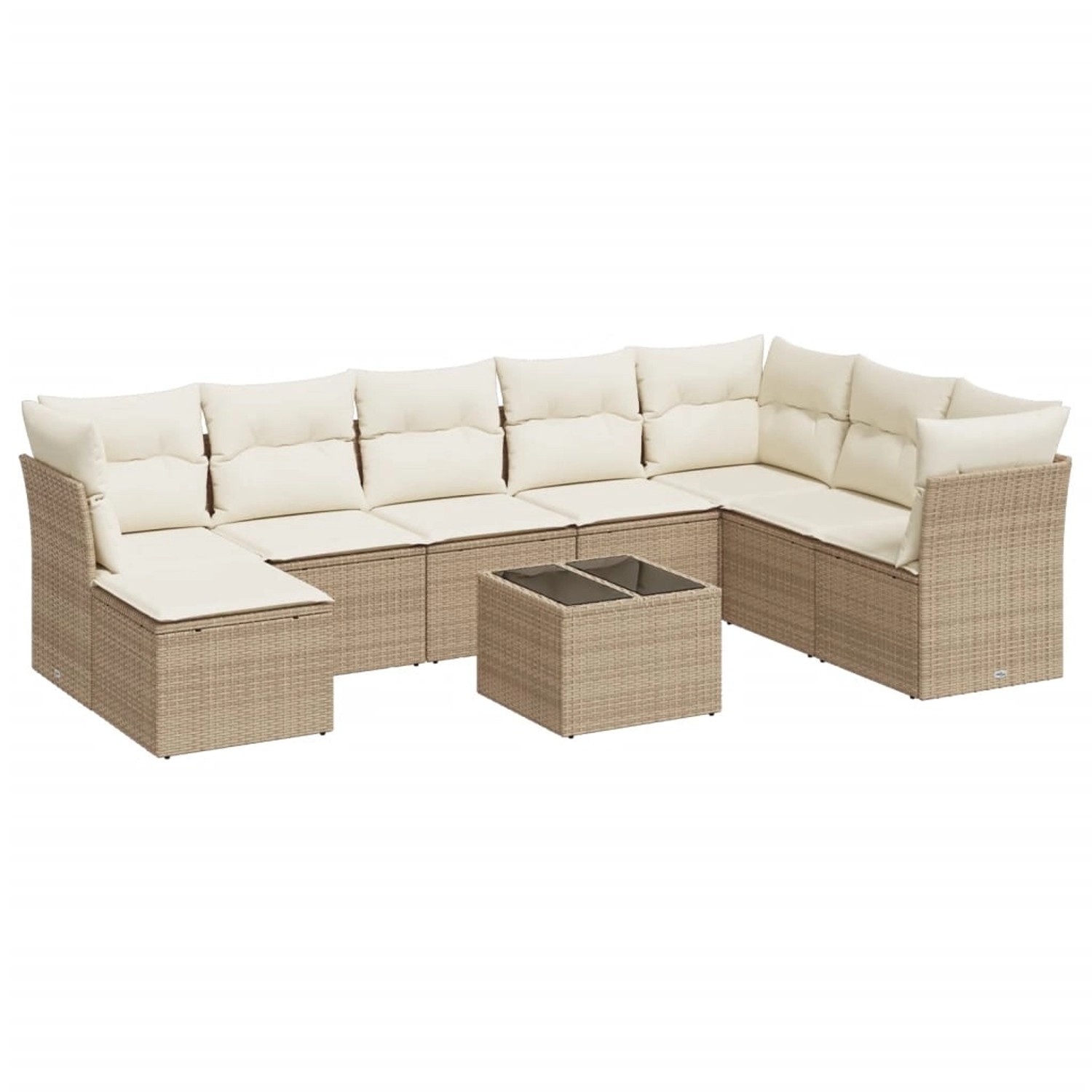 vidaXL 9-Tlg Garten-Sofagarnitur mit Kissen Beige Poly Rattan 3249897 günstig online kaufen