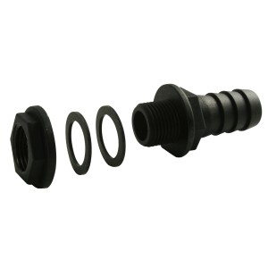 Marley Tonnenanschluss 19mm (3/4) 2er-Set für Kunststoff-Dachrinnen, Detailaufnahme.