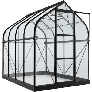 Vitavia Gewächshaus Orion 5000, schwarzer Rahmen, 5 m². Ideal für Pflanzen, Kräuter und Gemüse.