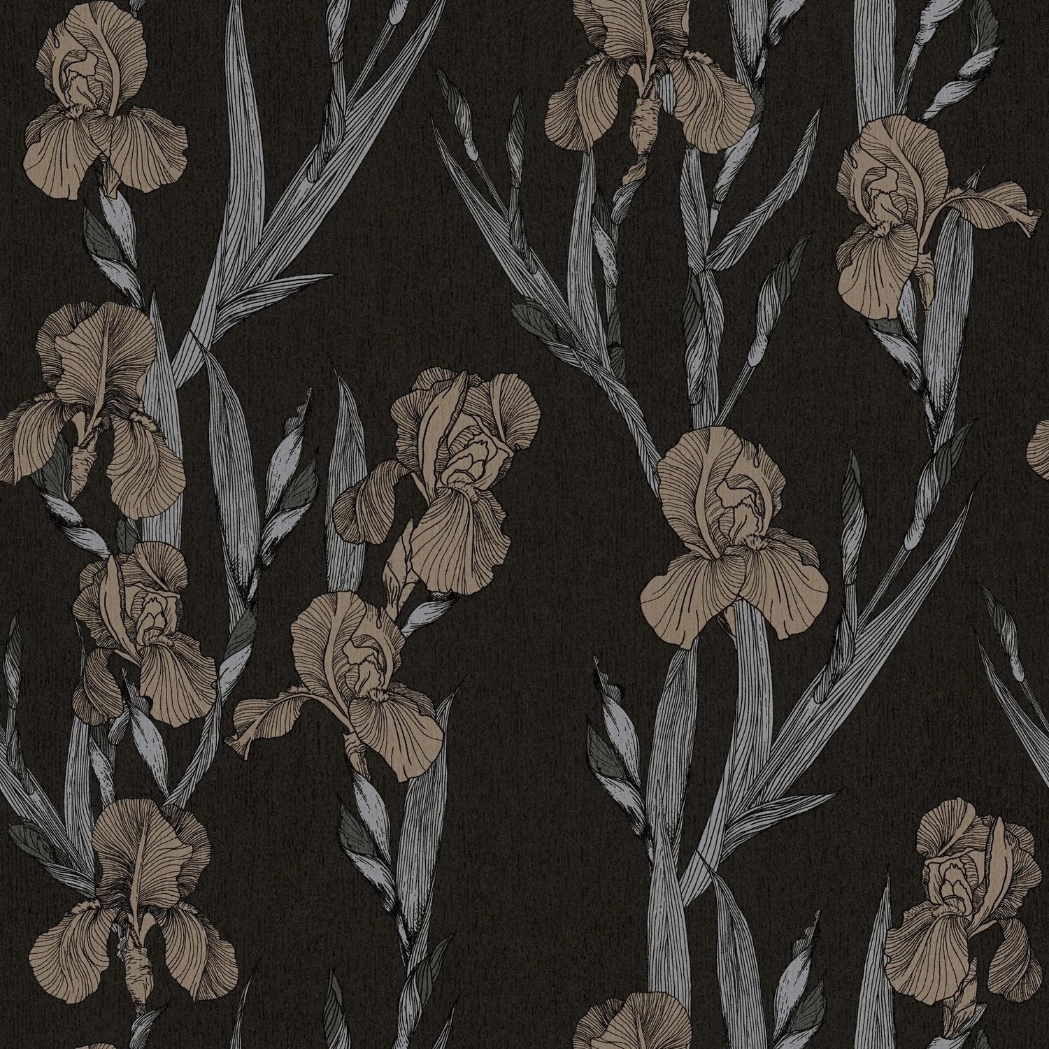 PROFHOME 375261-GU Blumen Tapete Design Matt Schwarz Grau Braun 0,53 m x 10 günstig online kaufen