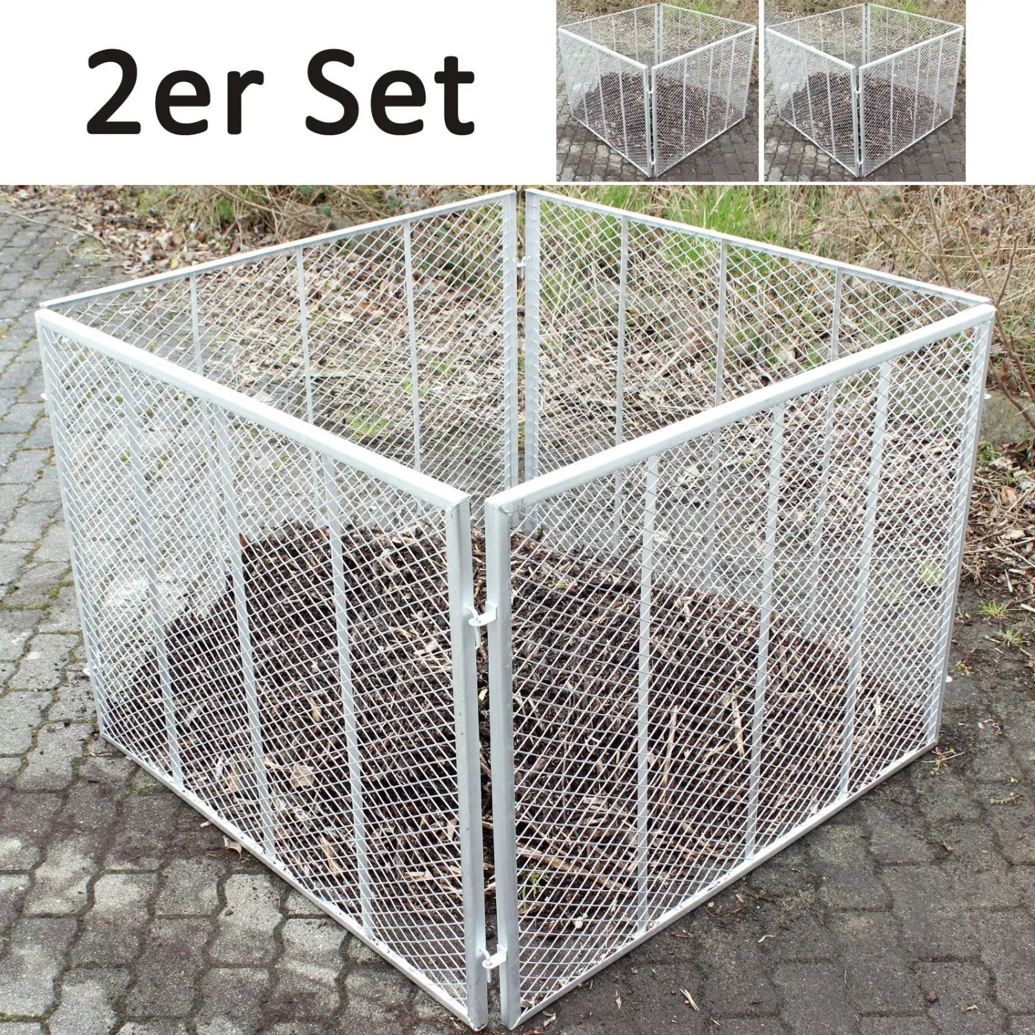 TRUTZHOLM 2x Komposter 100x100x80 cm Streckmetall Feuerverzinkt