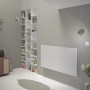 Weißer Ximax Raumheizkörper P1 Plan Horizontal (595x1200 mm, 609 Watt) an grauer Wand im Wohnraum.