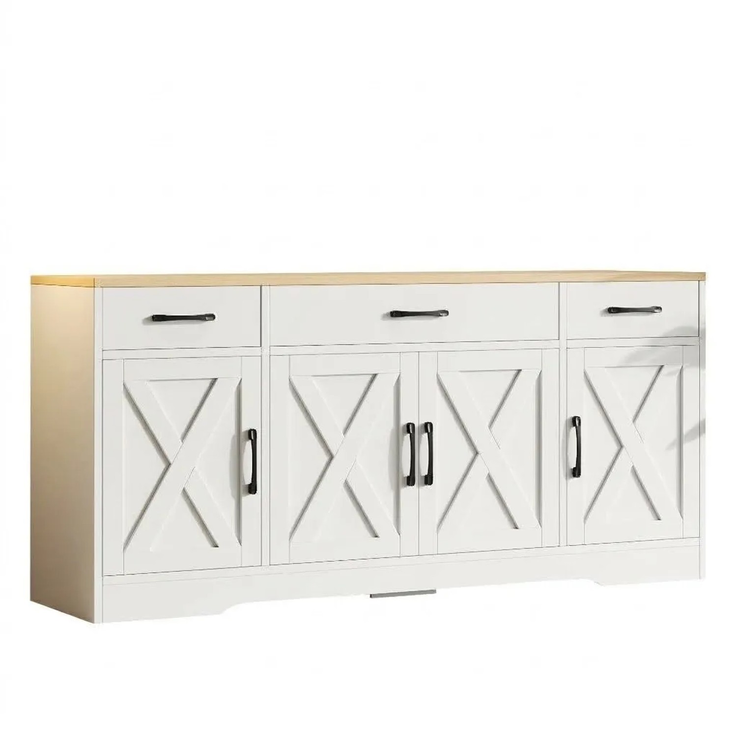 Merax Sideboard Multifunktionsschrank Stauraumschrank Weiß Holzoptik