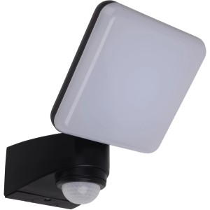 Schwarze LED-Wand-Außenleuchte Jaro I mit Bewegungsmelder für den Außenbereich.
