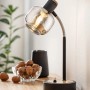 Näve Tischleuchte Fumoso, 39 cm, Design-Tischlampe mit getöntem Glas und schwarzem Fuß.