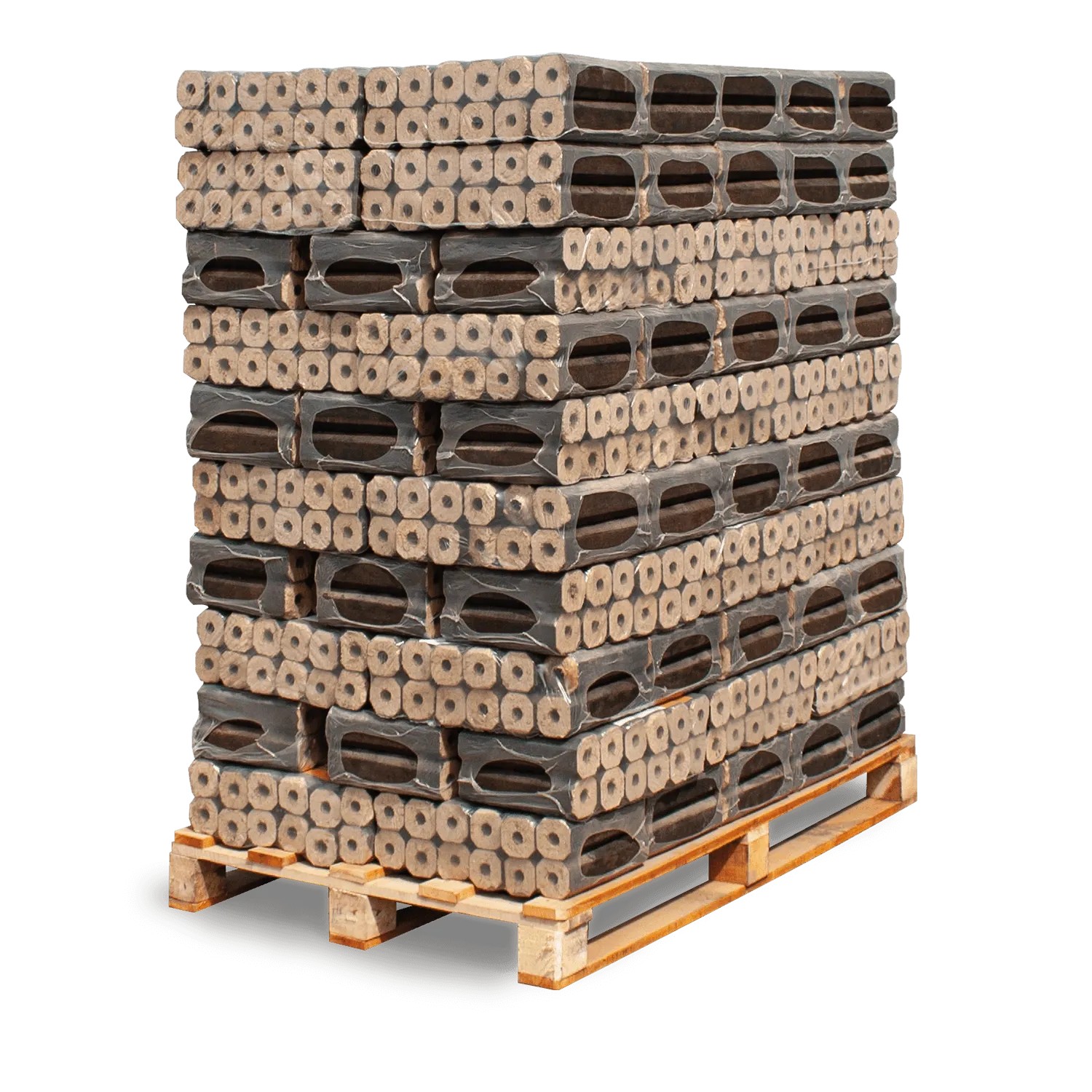 Große Palette Heizfuxx Pinikay Octagon Hartholz-Briketts, achteckig mit Zugloch, 960kg Brennstoffe.