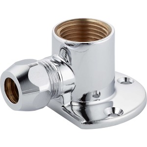 Verchromte Wandquetschverschraubung, 10 mm, Winkel 18,6 mm (G 1/2) für Wasseranschlüsse.