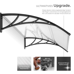 Tectake Vordach  In Bogenform Wetterfest  93 x 150 x 0 50 cm Transparent