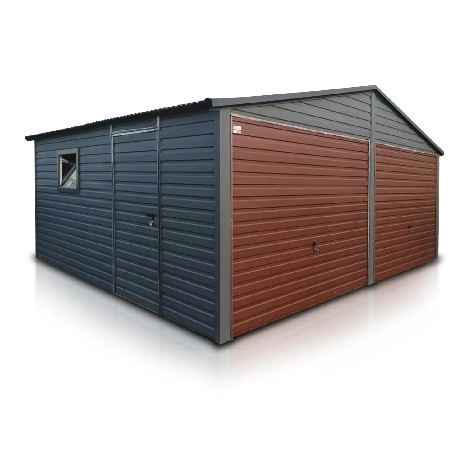 Liderstal Doppelgarage Premium aus Blech 600 x 500 cm Satteldach Schwingtor Graphit
