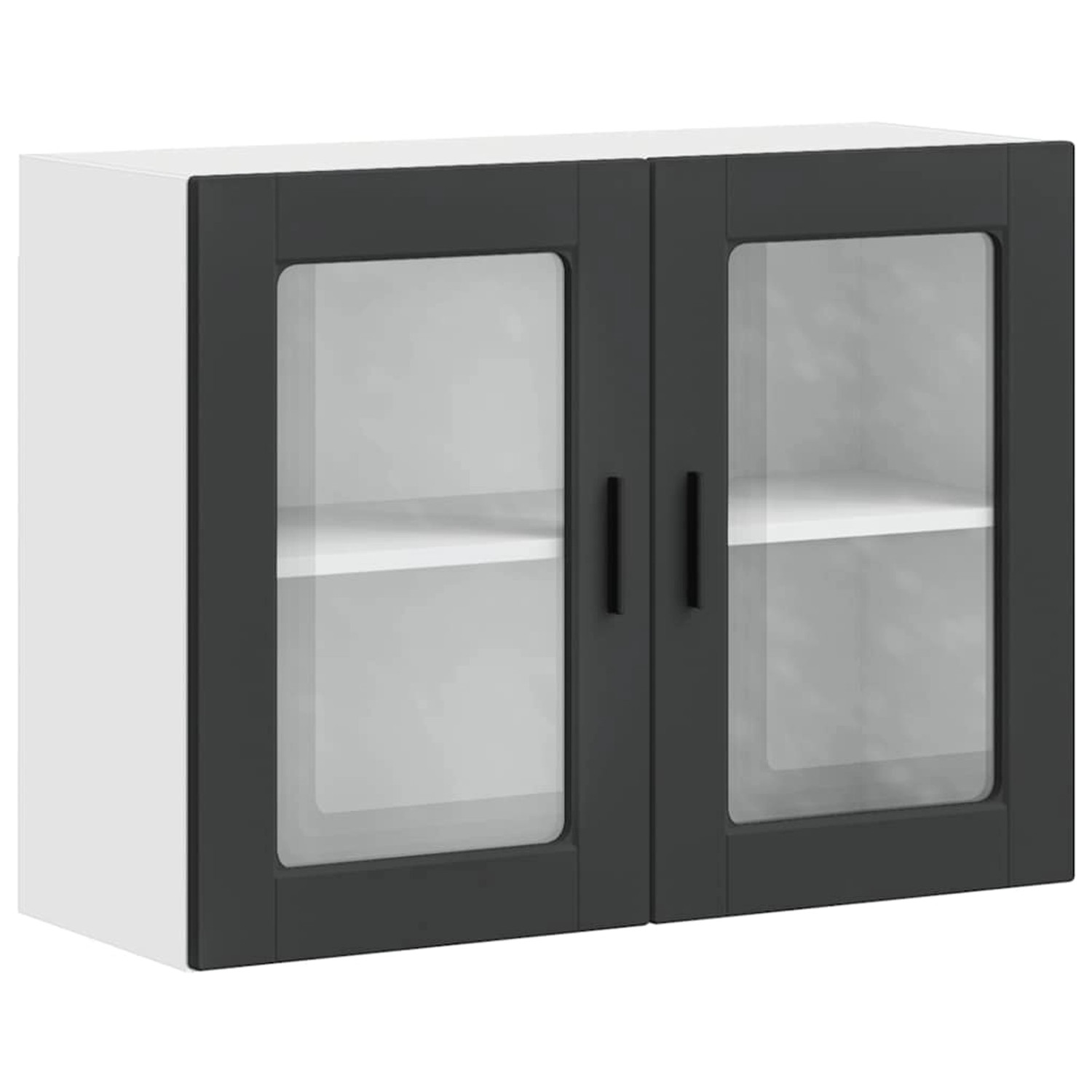 vidaXL Küchen-Hängeschrank mit Glastür Porto Schwarz 854088 günstig online kaufen