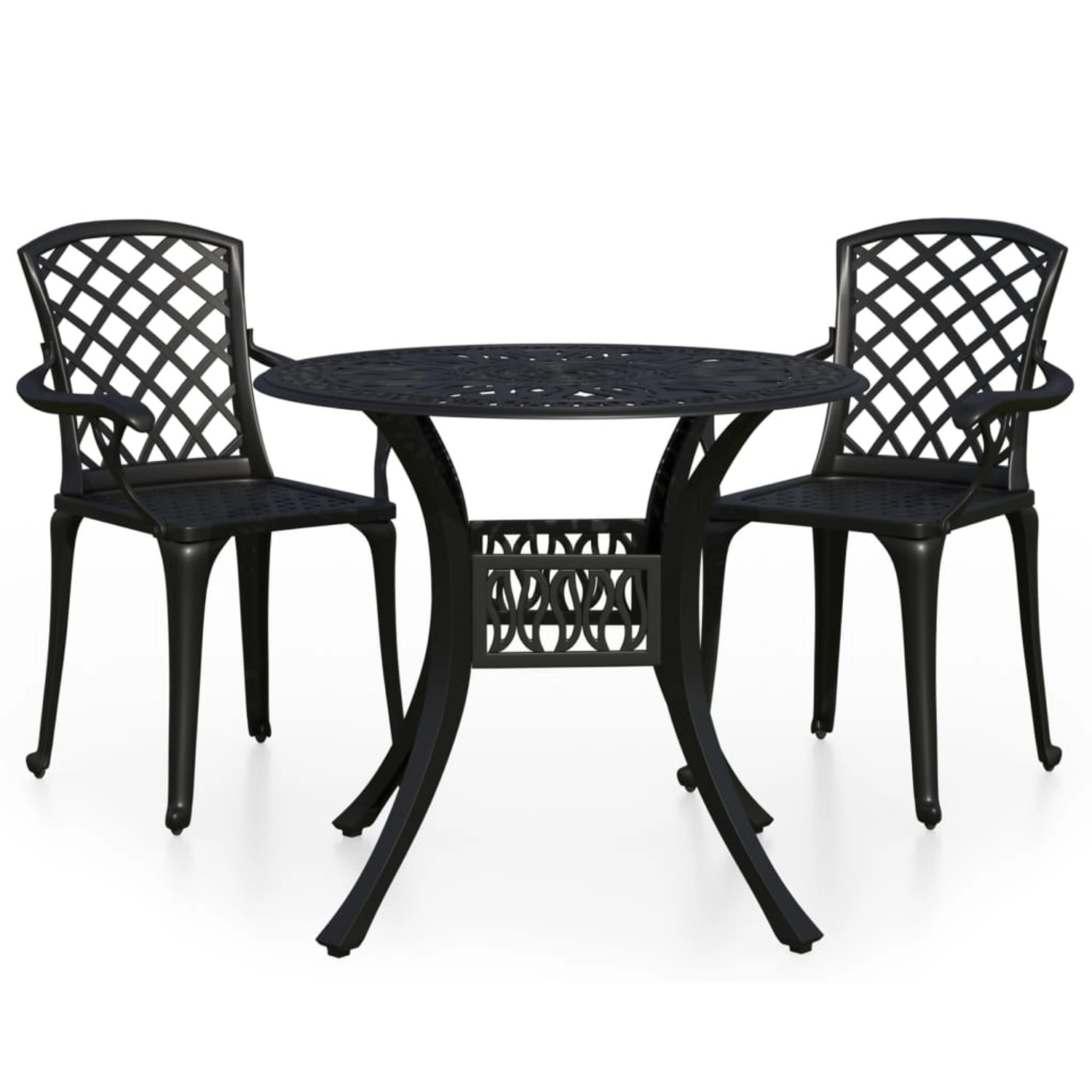 vidaXL 3-Tlg Bistro-Set Aluminiumguss Schwarz 3070584