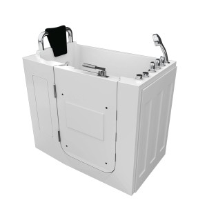 AquaVapore Sitzbadewanne mit Tür, Whirlpoolfunktion, 68x110 cm, links.