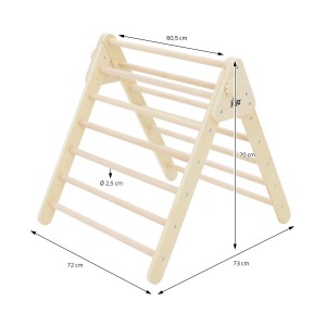 Joyz Kletterdreieck aus Holz, naturfarben, mit Maßen. Fördert Motorik und Koordination.