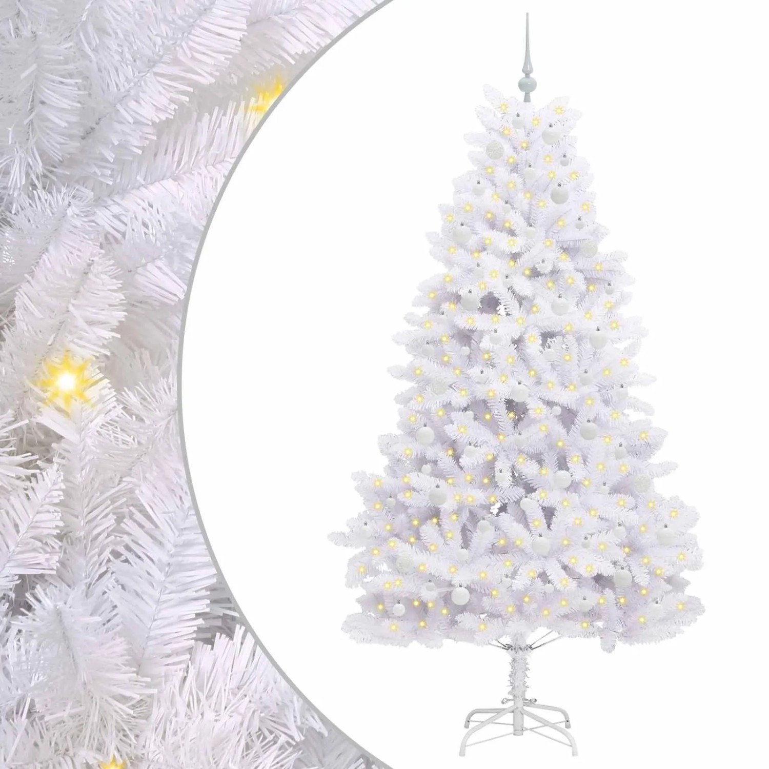vidaXL Künstlicher Klappbarer Weihnachtsbaum Weiß 210 cm PVC und Stahl 3426606