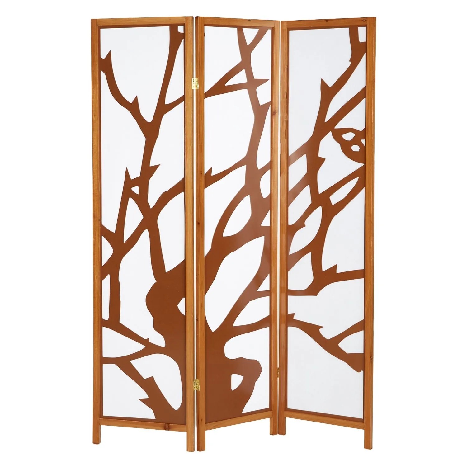 Homestyle4u 3-tlg. Paravent in Braun 130x175 cm 893