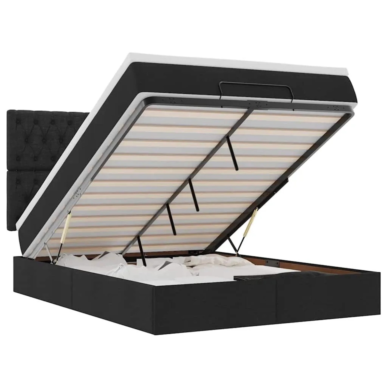 vidaXL Ottoman-Bett mit Matratze und LEDs Schwarz 140x200 cm Stoff 3314095