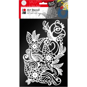 Marabu Art Stencil Schablone Zendoodle DIN A4 mit floralem Muster.