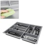 SOTECH ORGA-BOX-3 Besteckeinsatz silbergrau mit Canvas Struktur, Fächern für Besteck. Leicht zu reinigendes Küchen-Ordnungssystem.