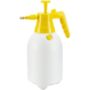 Handdrucksprüher, 2 l, gelb/weiß, mit Messingdüse für Garten & Pflanzenpflege.
