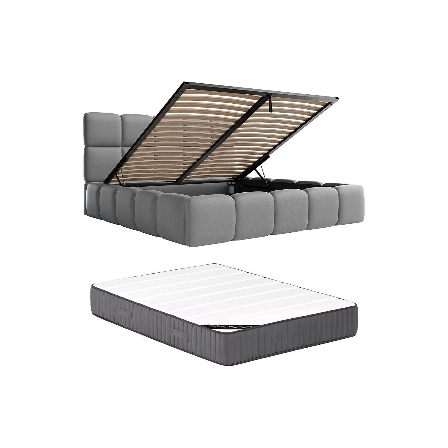 Vente-unique Bett Mit Bettkasten Damado Grau 170 cm