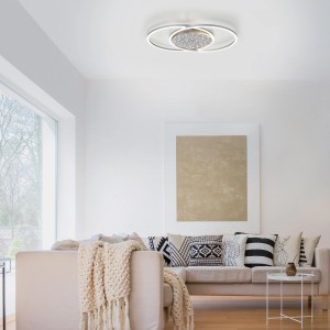 Stahlfarbene LED-Deckenleuchte Yuki von Paul Neuhaus, 66,8x50cm, mit Sternenhimmel-Effekt.