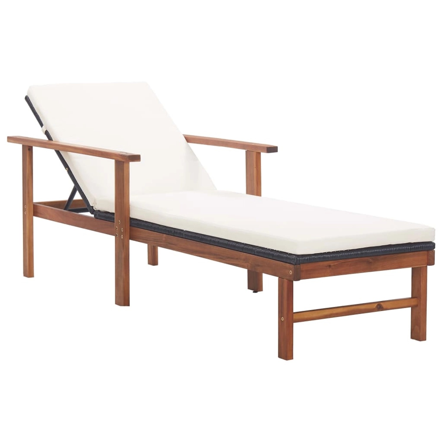 vidaXL Sonnenliege mit Auflage Poly-Rattan Akazie Massivholz Schwarz 48707