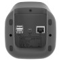 Rückseite der anthrazitfarbenen HmIP Home Control Unit mit Anschlüssen für Hausautomation.