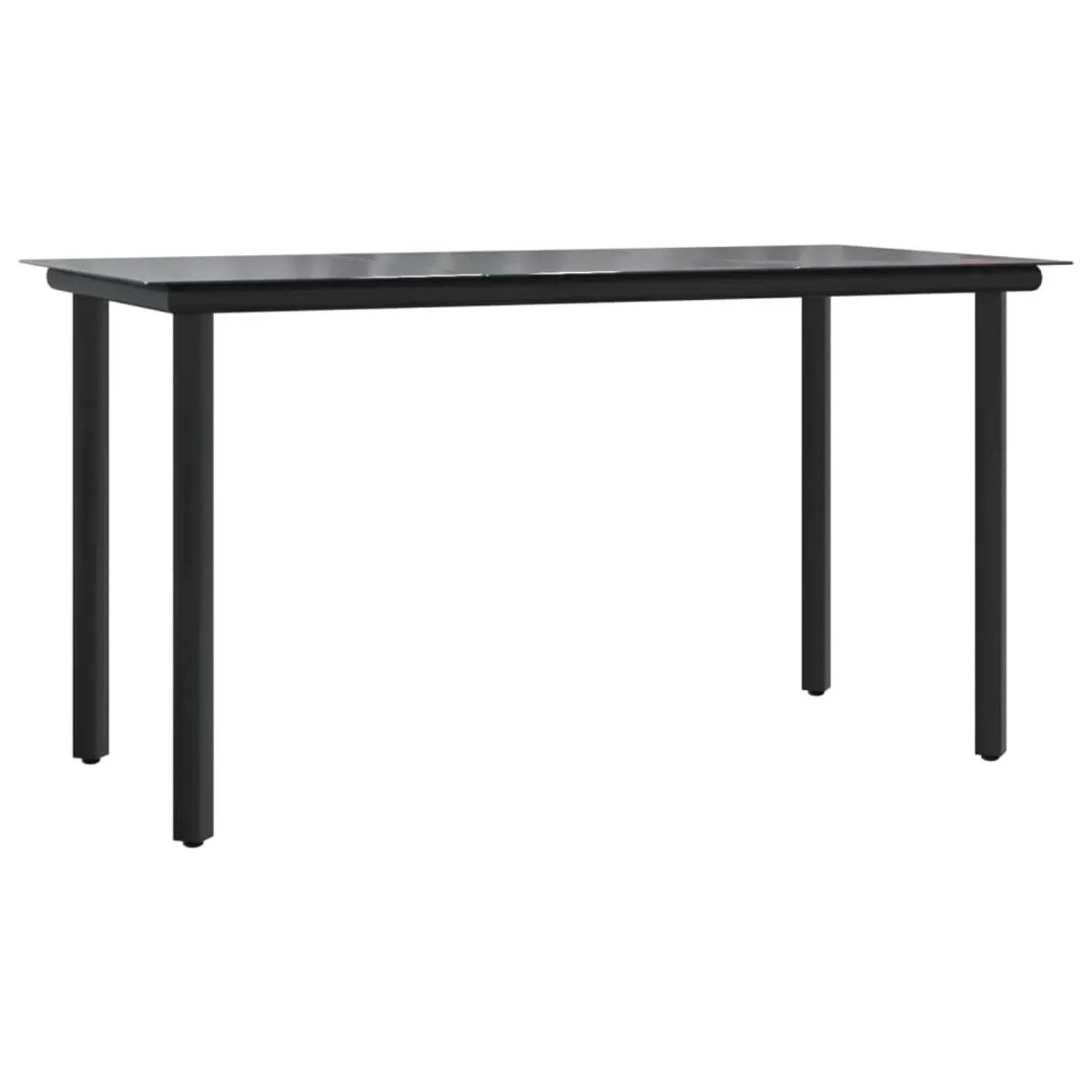 vidaXL Garten-Esstisch, Stahl/Glas, 140x70 cm, Teil der 5-tlg. Garten-Essgruppe.