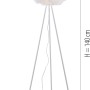 Weiße LED-Stehlampe LOLAsmart-Naomi von Just Light, 140 cm hoch, mit Stoffschirm und Stativfuß.