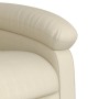 Detailansicht: Cremefarbener Massagesessel mit Aufstehhilfe aus Kunstleder.
