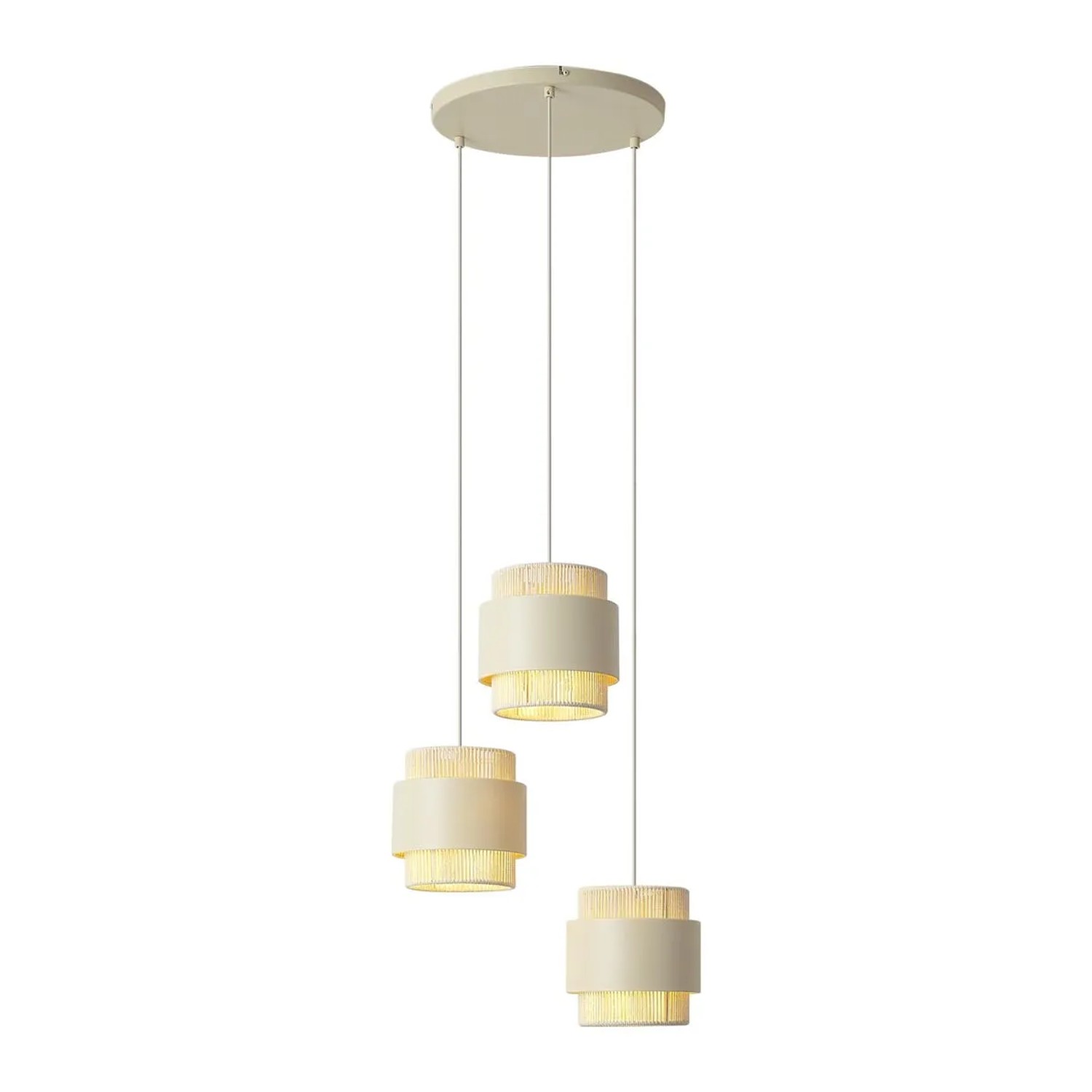 QAZQA Moderne Hängelampe Beige mit Seil 3-Lichter Kora