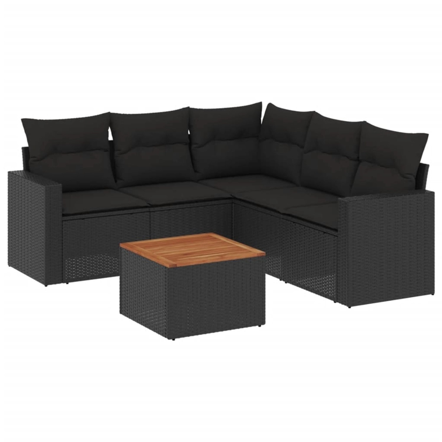 vidaXL 6-Tlg Garten-Sofagarnitur mit Kissen Schwarz Poly Rattan 3256447 günstig online kaufen