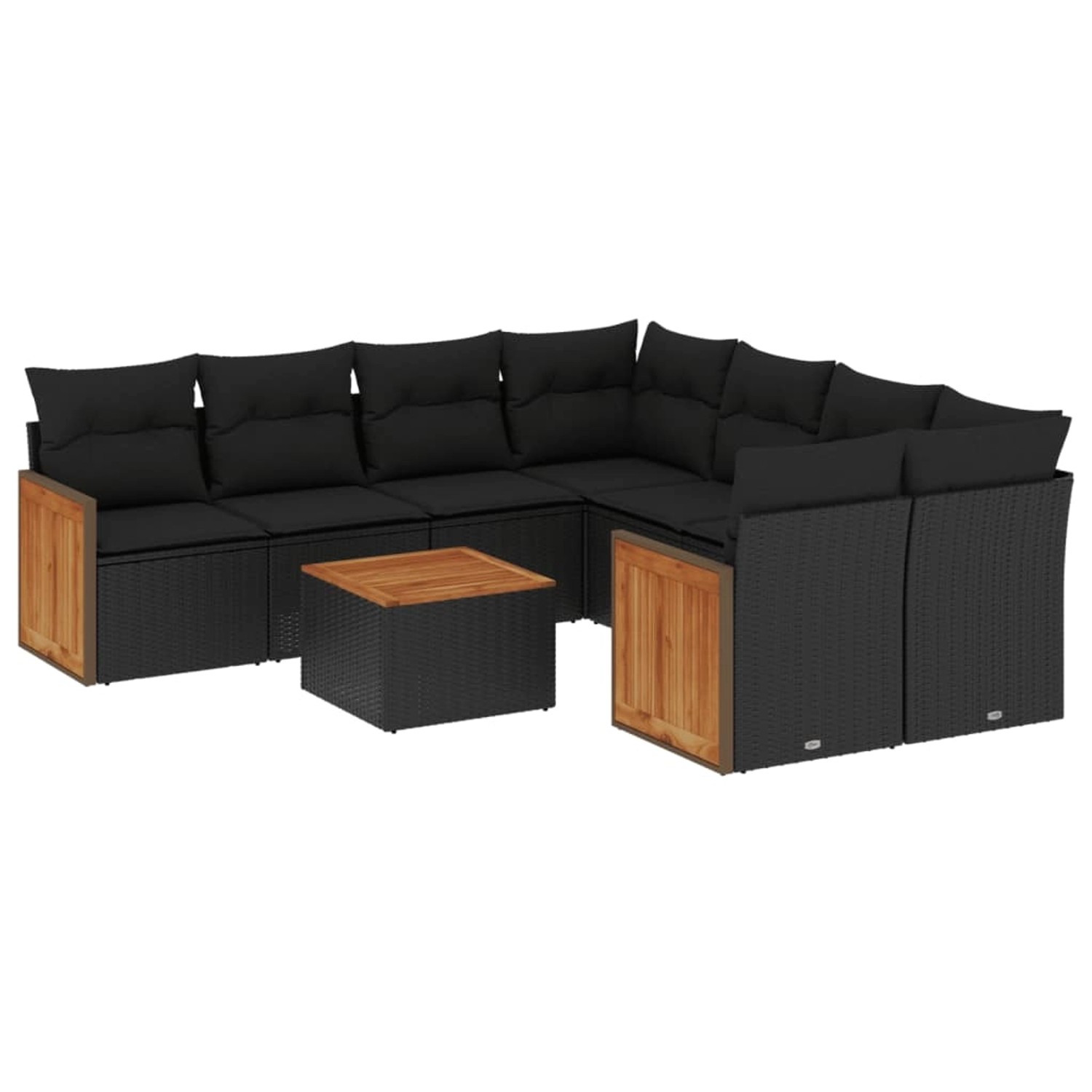 vidaXL 9-Tlg Garten-Sofagarnitur mit Kissen Schwarz Poly Rattan 3227504 günstig online kaufen