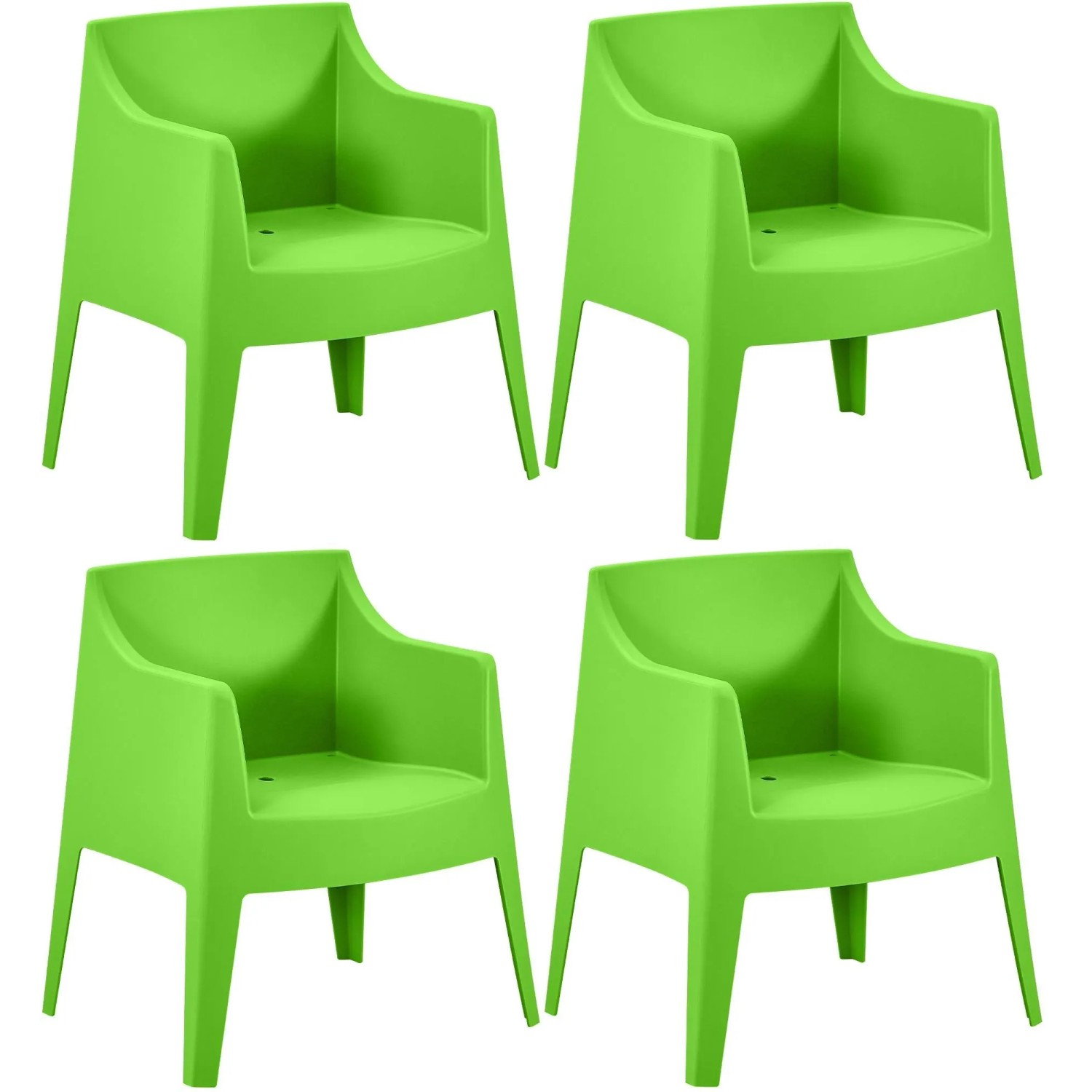 DELUKE Gartenstuhl HENRI 4er Set 73x57x78cm Kunststoff Grün Stapelstuhl Loungestuhl Garten Outdoor-Stuhl
