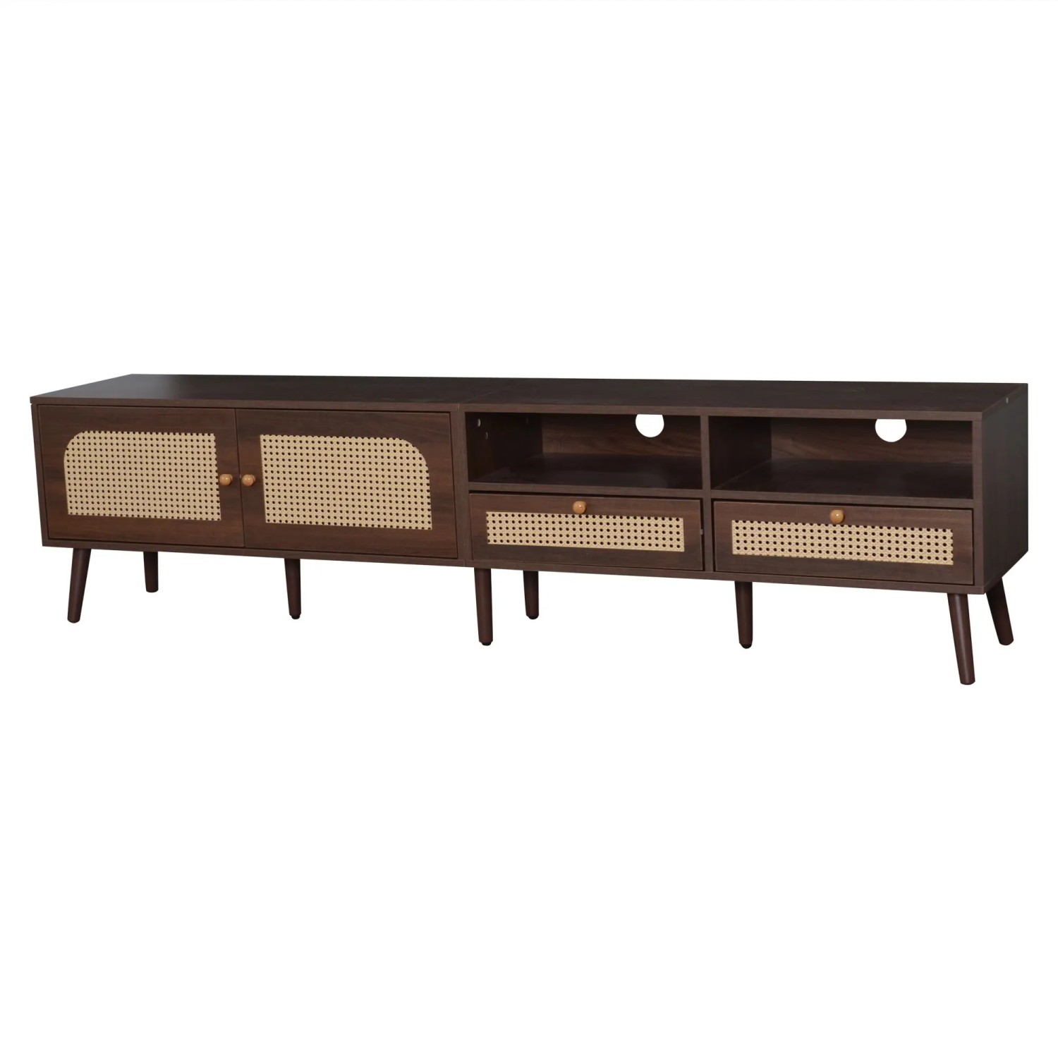 ModernLuxe TV Lowboard mit 2 Türen 2 Schubladen Spanplatte Braun