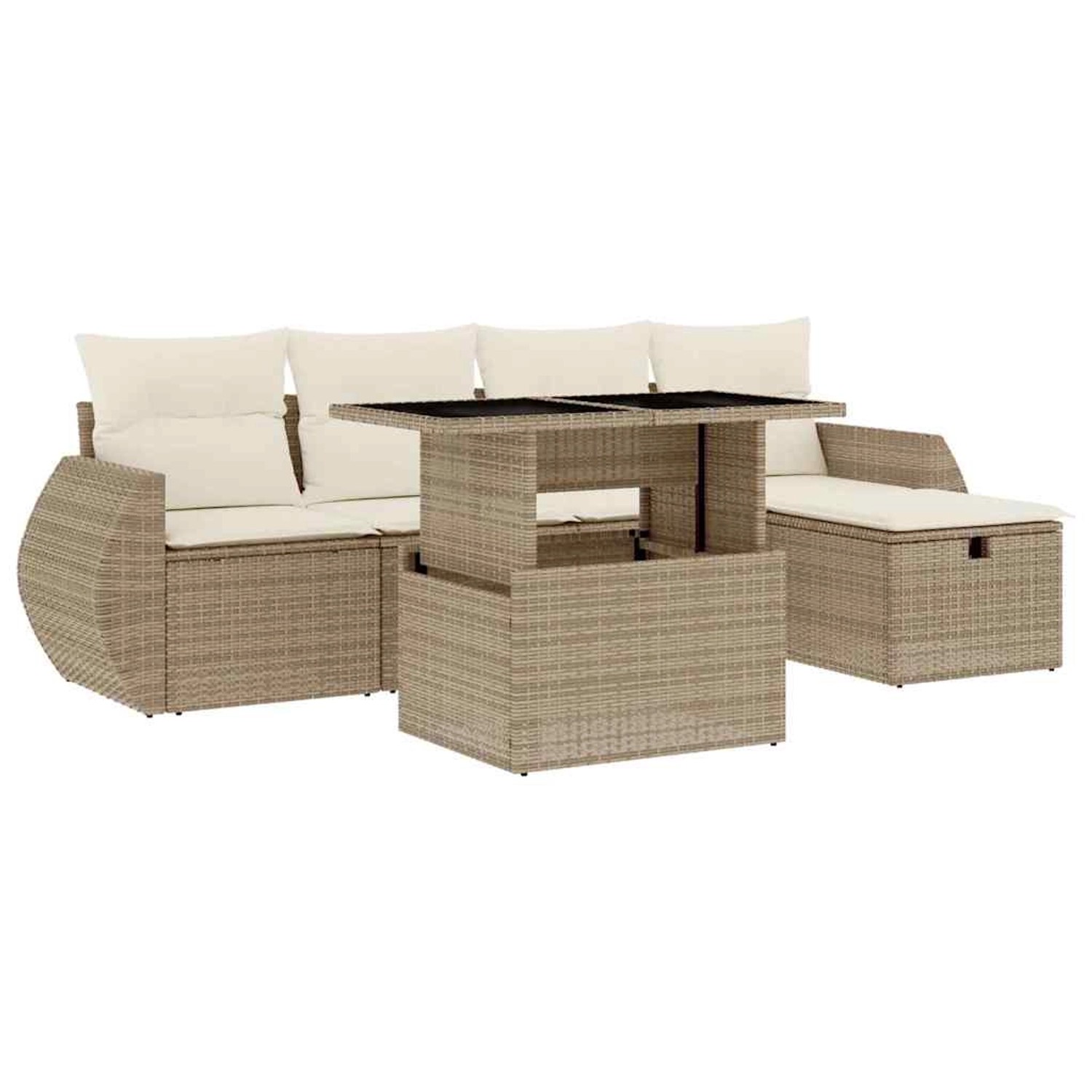 vidaXL 6-Tlg Garten-Sofagarnitur mit Kissen Beige Poly Rattan 3275128 günstig online kaufen