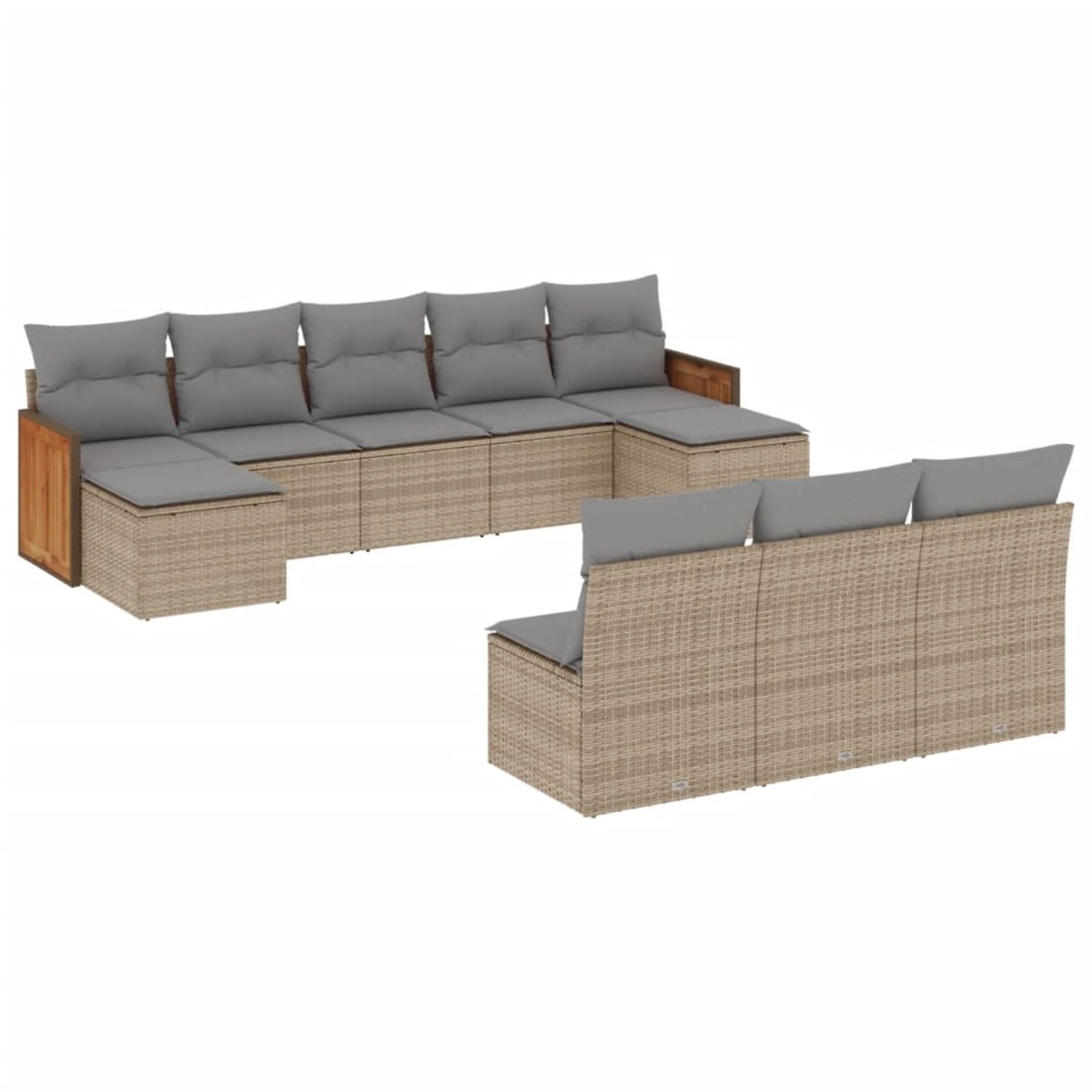 vidaXL 10-tlg Garten-Sofagarnitur mit Kissen Beige Poly Rattan Modell 177 günstig online kaufen