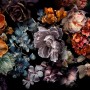 Marburg Fototapete Floral Modern Schwarz-Blau mit Blumenmuster für Wohnräume.